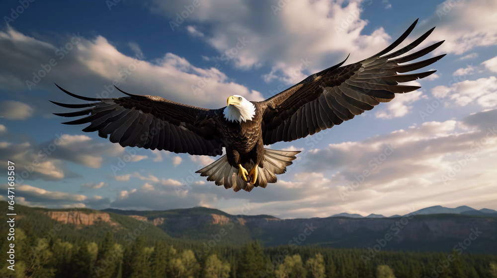 Obraz premium Symbol of Freedom: The Powerful Bald Eagle in Flight