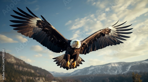 Majestic Bald Eagle Soaring in the Open Sky