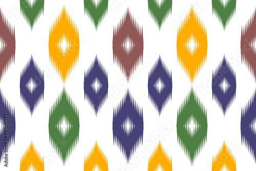 Ethnic abstract ikat art. Seamless pattern in tribal, folk embroidery, and Mexican style. 
Aztec brown geometric art ornament print.Design for carpet,clothing, wrapping,fabric,textile,Ikat
