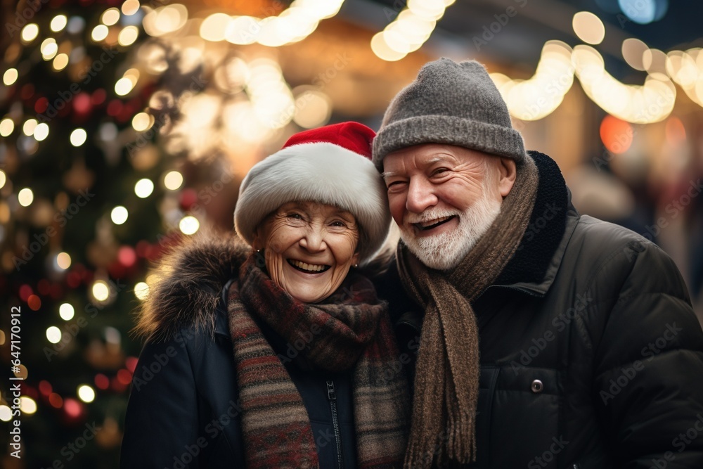 portrait of happy couple in winter. Generative AI portrait of happy couple in winter. Generative AI