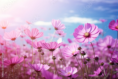pink cosmos flowers. Generative AI