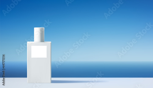 Abstract 3D Vector minimal scene for mockup product display. Cosmetic product background for sale event concept. Stage showcase on blue sky background. Vector EPS10