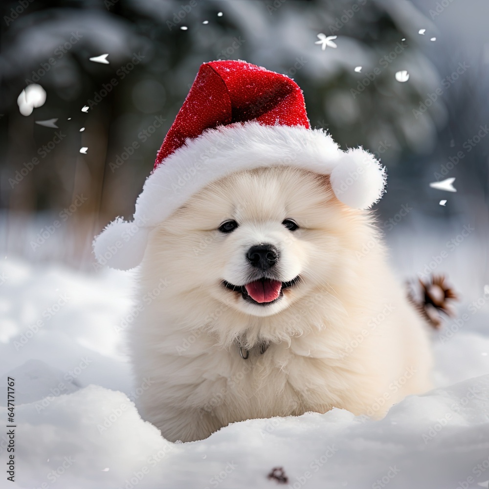 dog in snow. Generative AI dog in snow. Generative AI