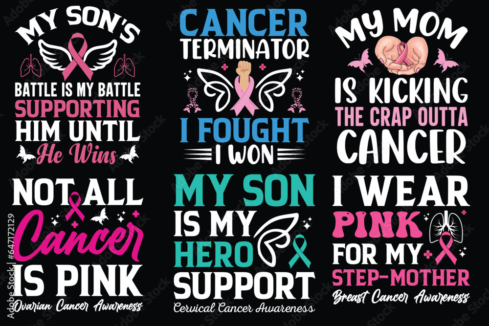 Obraz premium Breast Cancer Awareness SVG T-shirt design. Pink ribbon vector design.