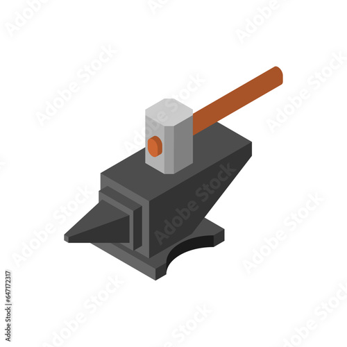 Hammer and Anvil isolated. Blacksmith tool.