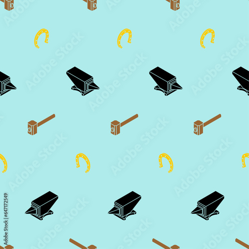 Hammer and Anvil pattern seamless. Blacksmith tool background.