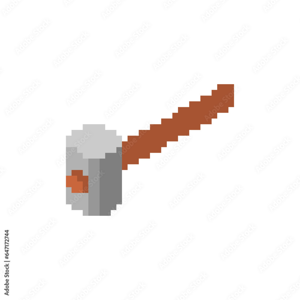 Hammer pixel art isolated. 8 bit sledgehammer. pixelated Blacksmith tool Vector illustration