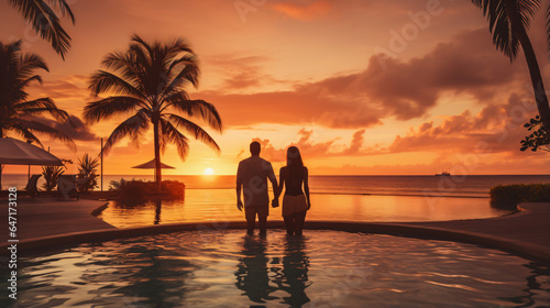 Couple enjoying beach vacation holidays at tropical © Black