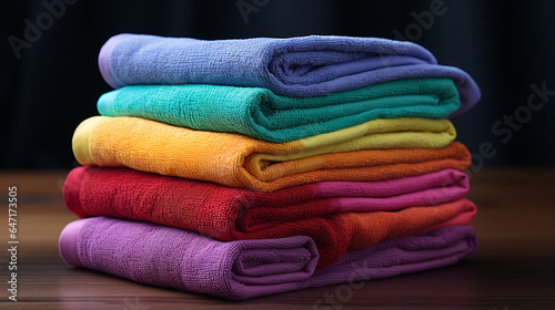 Stack of colorful towels. Generative AI