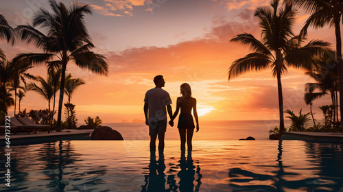 Couple enjoying beach vacation holidays at tropical © Black