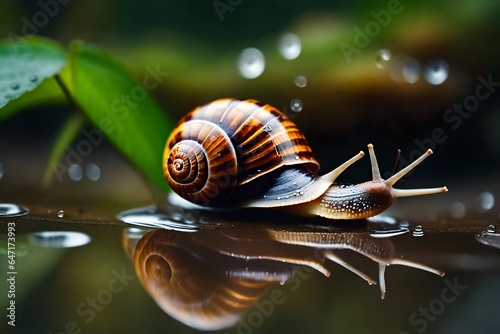 snail on water