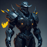new mech in a futuristic style and wearinf and metal shining hat in his heat like an cowboy style but its an metal one