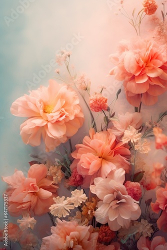 Fondo con flores coloridas. Generado por IA. © Cris.lo Studio