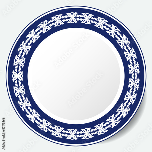 Round Frame, workpiece for your design. Ornamental elements and motifs of Kazakh, Kyrgyz, Uzbek, national Asian decor for plate, textile and print design. Circle frame. Vector. 