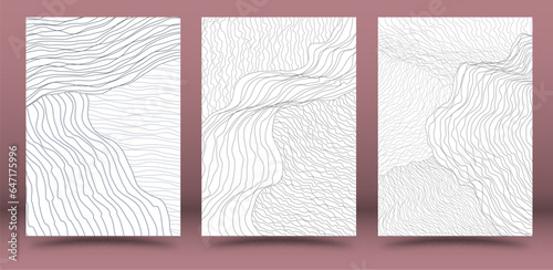 Abstract art for interior design, paintings, covers, posters. Wavy parallel lines in free space. Creative design layout for creative ideas