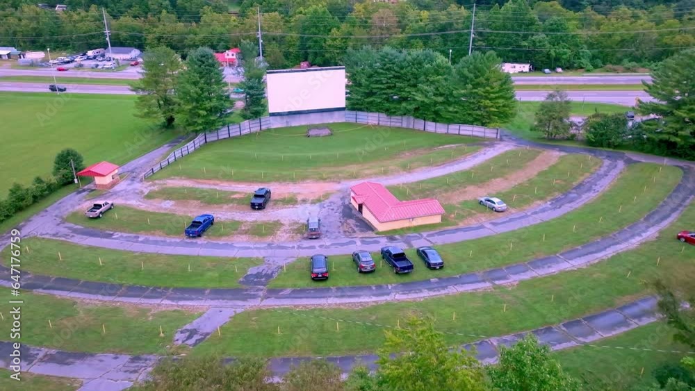 aerial slow push into drive in theatre in elizabethton tennessee aerial slow push into drive in theatre in elizabethton tennessee