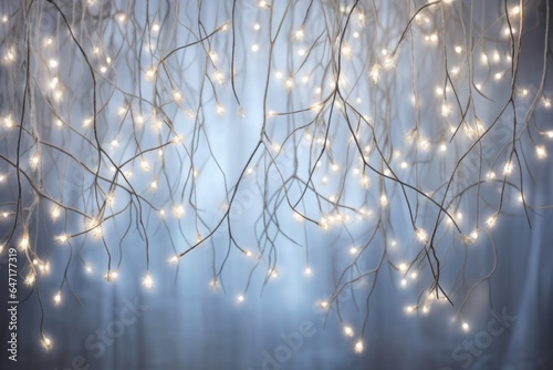 A mesmerizing array of lights from branches drape against a wintery wallpaper, creating a magical, festive atmosphere perfect for the new year, wallpaper or background, christmas copy space