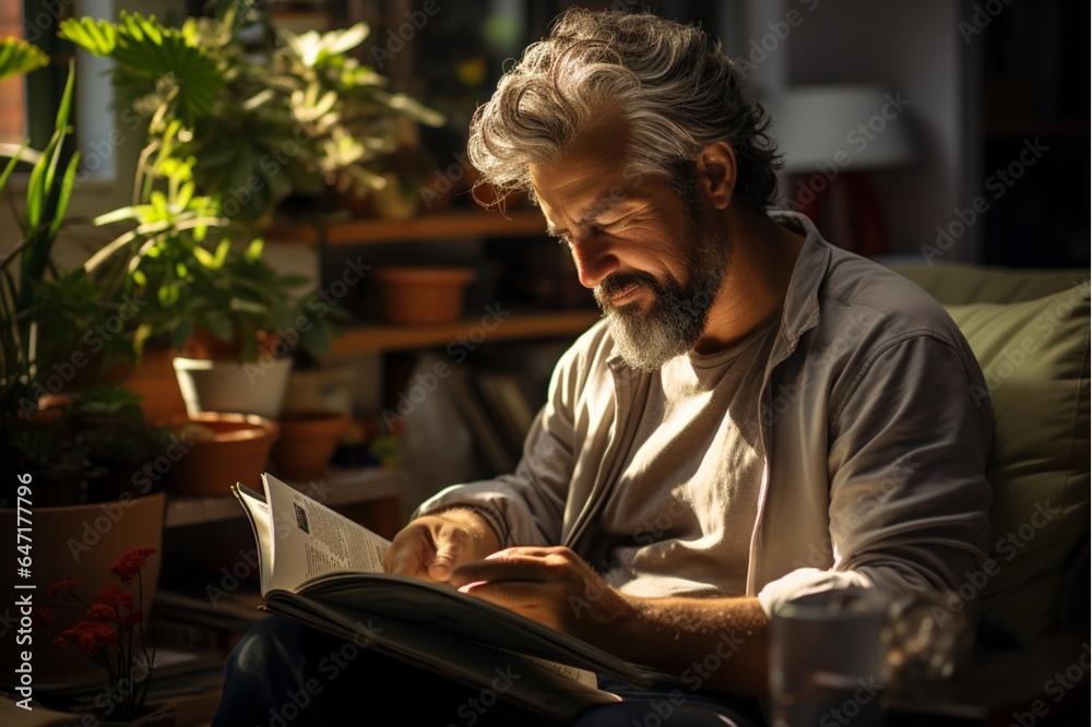 A Men reading a book A Men reading a book