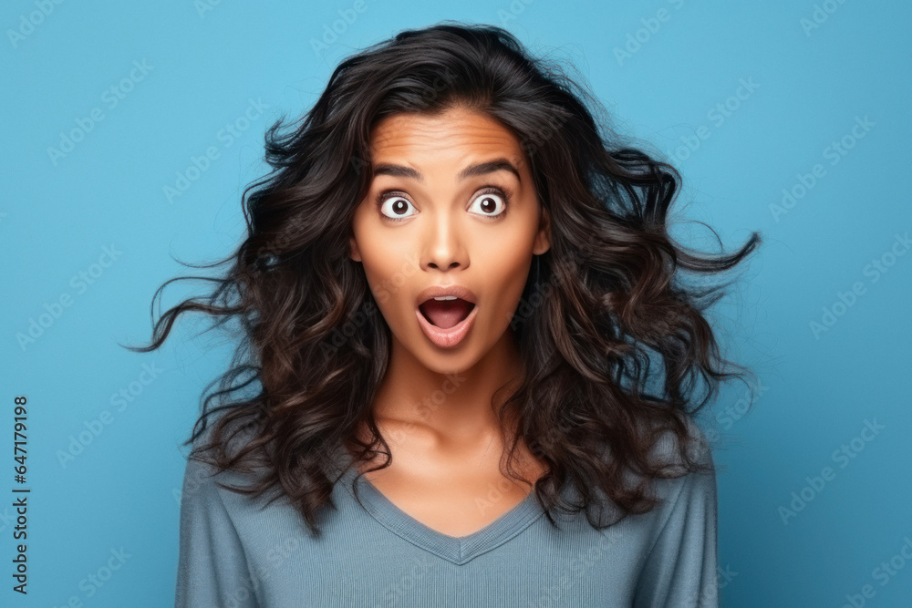 Young woman with short hair she is mouth open then after giving shocking expression Young woman with short hair she is mouth open then after giving shocking expression