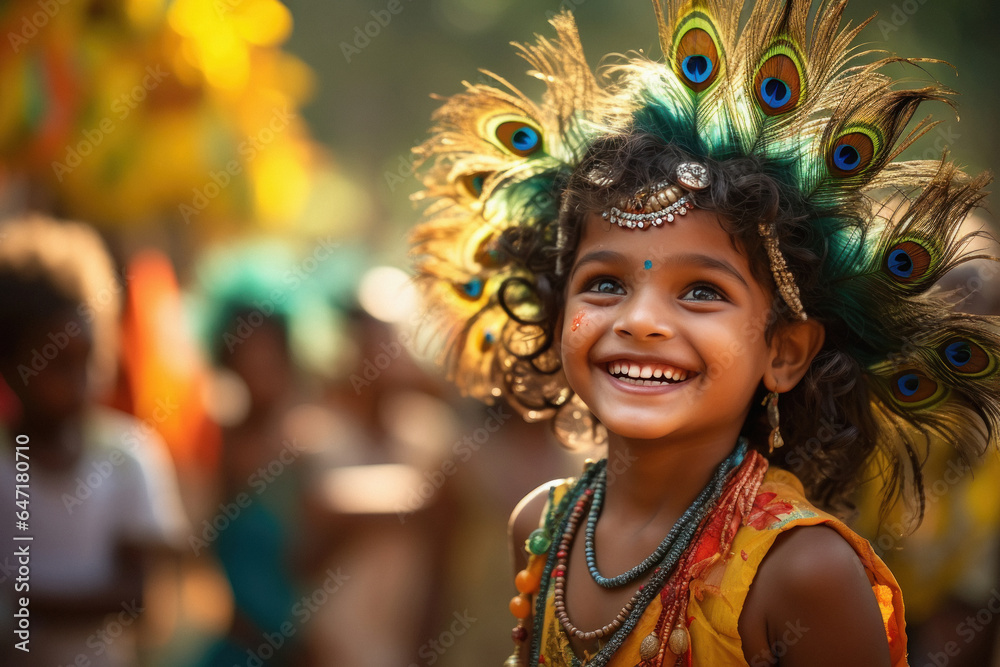 Cute indian little boy in lord krishna costume. Stock Photo Adobe Stock