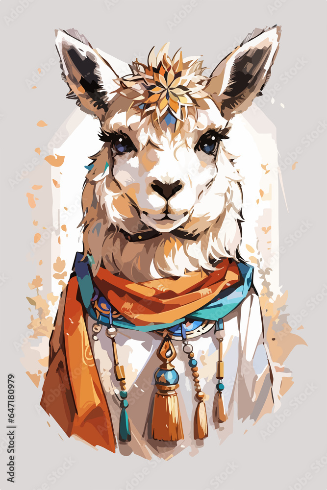 Cute lama dressed as Chinese master wallpaper.