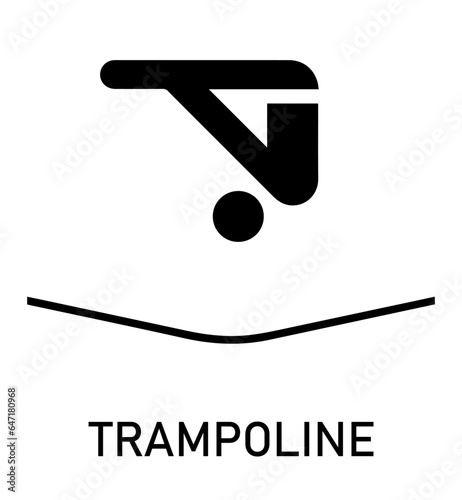 Summer sport icon. Vector isolated pictogram on white background with the names of sports disciplines. Games and sport. Trampoline. Gymnastics