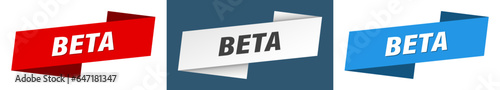 beta banner. beta ribbon label sign set