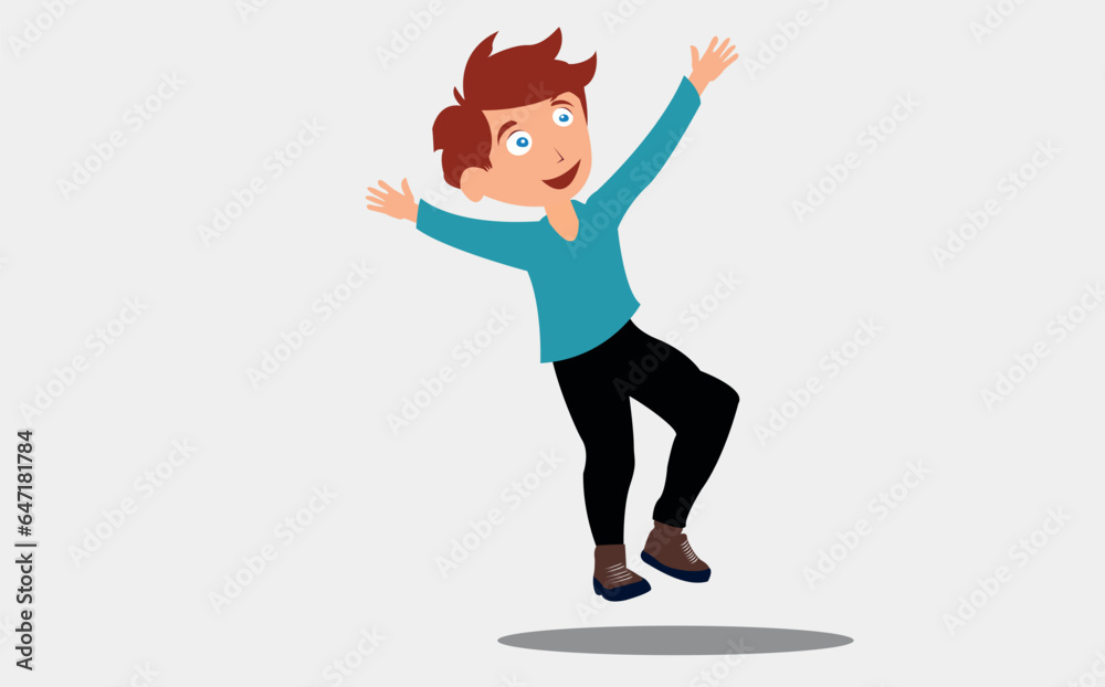 vector happy boy jumping cartoon character vector happy boy jumping cartoon character
