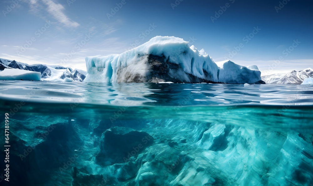 melting icebergs and glaciers in polar regions - obrazy, fototapety, plakaty 