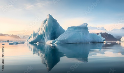 melting icebergs and glaciers in polar regions photo