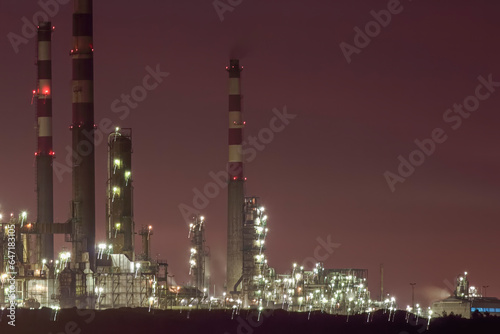 Oil refinery by night