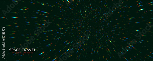 Portal with light effects. Neon futuristic tunnel. Abstract visualization of teleportation. Galactic background. Speed concept. Vector illustration.