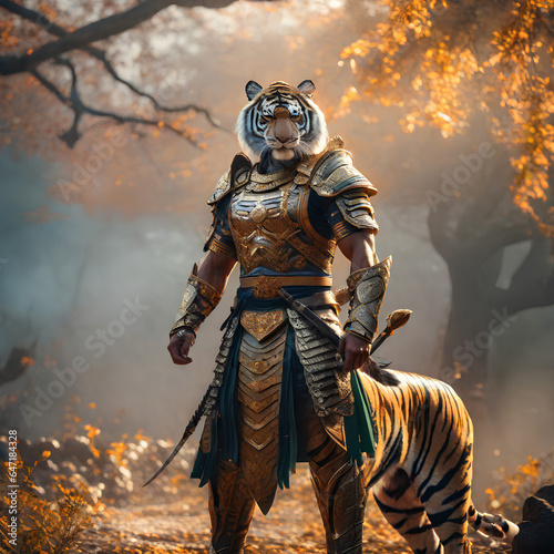 AI Art for Men Fantasy Warrior Series  Tiger Centaur 