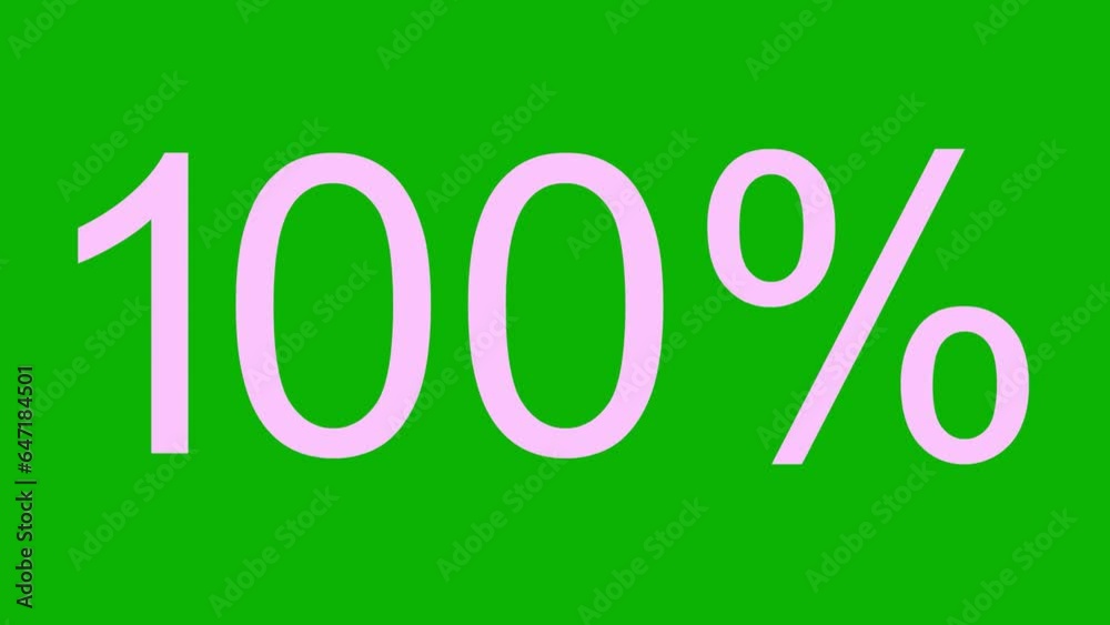 Animated pink loading symbol 100 percent. Loading bar icon. Sign of download progress. Looped video. Vector illustration isolated on green background. 