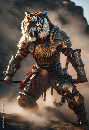 AI Art for Men Fantasy Warrior Series (Tiger Major)