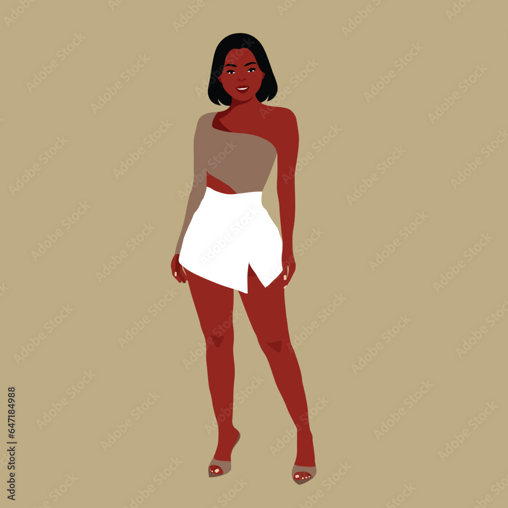 Modern black woman in elegant art style vector Modern black woman in elegant art style vector