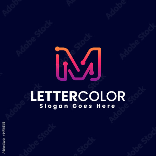 Vector Logo Illustration Letter M Gradient Colorful Style