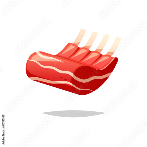 Fresh rack of lamb vector  isolated on white background