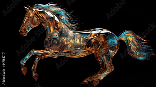 Fractal horse, art, 16:9, copy space