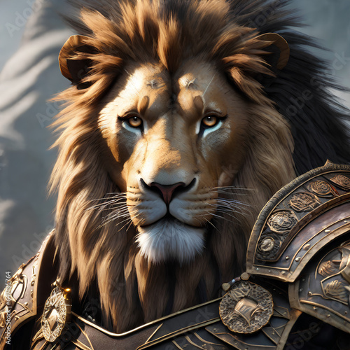 AI Art for Men Fantasy Warrior Series  Lion Captain 