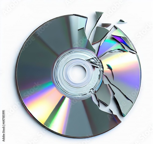 Remote view realistic broken compact disc.