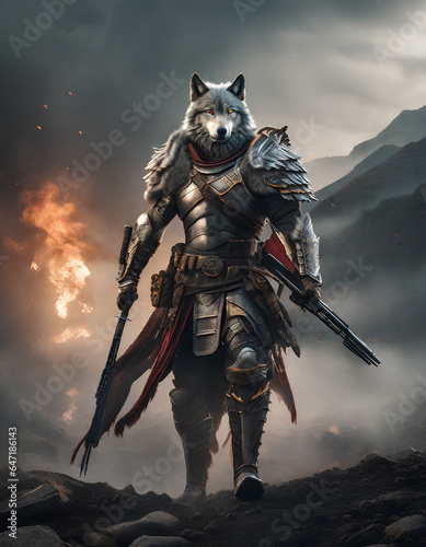 AI Art for Men Fantasy Warrior Series (Wolf Captain)