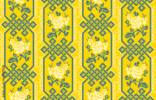 Seamless pattern of Ukrainian ornament in ethnic style, identity, vyshyvanka, embroidery for print clothes, websites, banners, poster. Vector illustration background