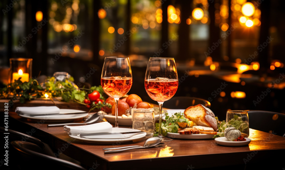 A Night of Elegance: Select Restaurant Table with Wine and Delicate Starters