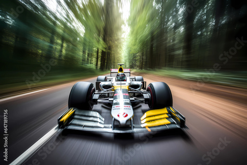 F1 car racing towards the camera, motion blur © Alcuin
