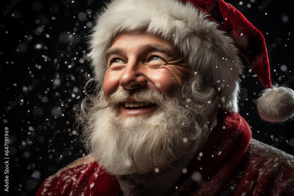 Santa Clause blowing snow flakes Santa Clause blowing snow flakes
