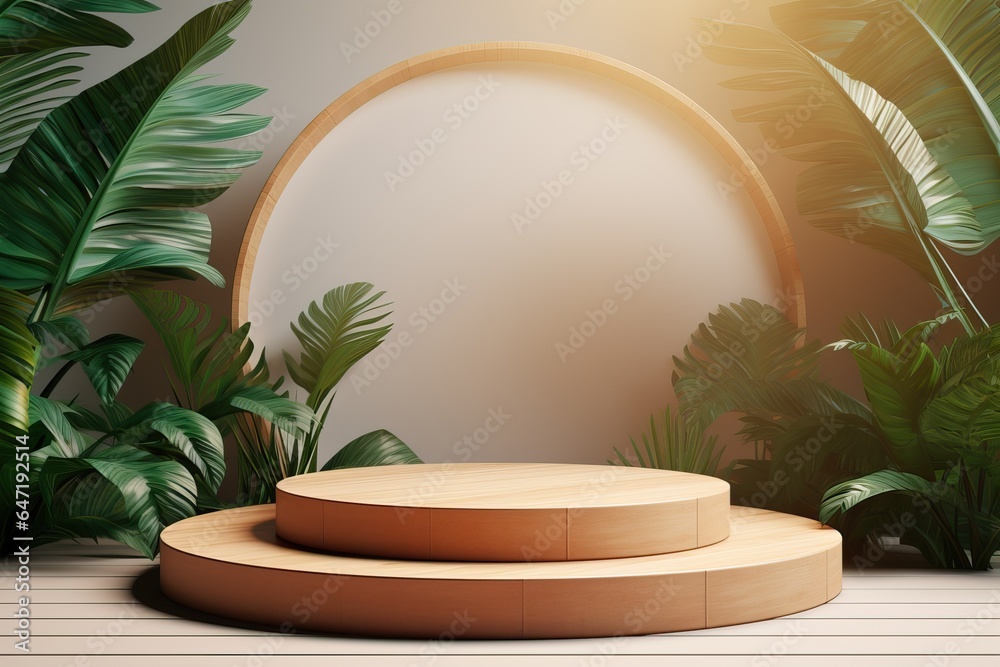 Empty Podium for Showcasing Products. Pedastal in the style of Nature of Natural Product. Empty Podium for Showcasing Products. Pedastal in the style of Nature of Natural Product.