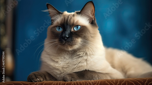 A Siamese Cat sitting on a chair