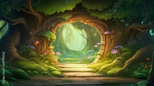 Fantasy beautiful landscape with magic portal in mysterious