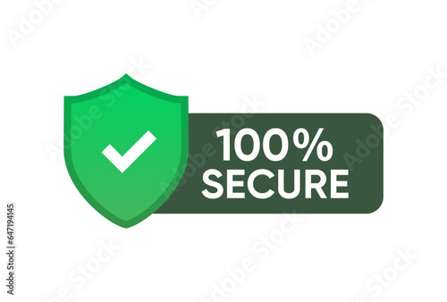 100% secure banner sign badge vector design